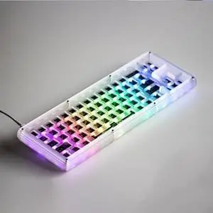 Space Cables Stellar65 Stackable Acrylic 65% DIY Mechanical Gaming Keyboard Barebones Kit with RGB Solder PCB, Frosted Clear