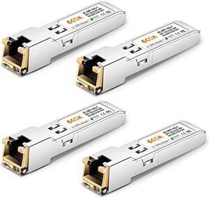 6COM 4Pack 10GBase-T SFP+ Transceiver, 10G T SFP+ RJ45 Copper Module CAT.6a for Cisco SFP-10G-T-S, Ubiquiti UF-RJ45-10G, Fortinet, Netgear, D-Link, Supermicro, TP-Link, up to 30m