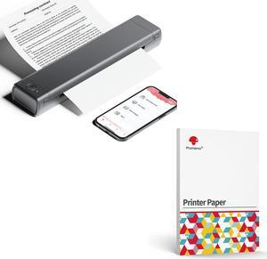 Phomemo M08F Portable Printer +A4 Thermal Paper 200pcs, Wireless Bluetooth Printer for Home, Business, M08F-A4 Bluetooth Compact Printer Compatible with Smartphone, Dark Space Gray