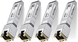 10G SFP+ RJ-45 Copper Transceiver, 10GBase-T RJ45 SFP+ Module for Cisco SFP-10G-T-S, Ubiquiti UniFi UF-RJ45-10G, Mikrotik, Fortinet, Netgear, D-Link, Supermicro, TP-Link (CAT.6a/CAT7, 30m) 4 Pack