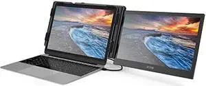 BQAA 13.3'' P1 Plus Portable Dual Monitor for Laptop, Laptop Screen Extender Dual Monitor Extender, FHD 1080P IPS Mobile Display 2 Type-C/HDMI for Windows Mac 13.3''-16.5'' Notebook Computer