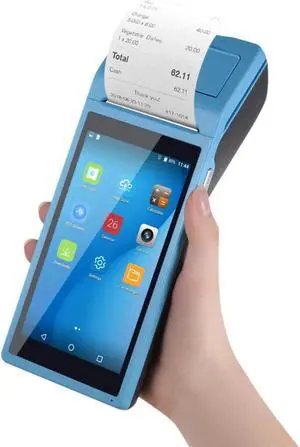Android POS Terminal Receipt Printer,Handheld Receipt Printers with 5.5- inch Touch Screen support 3G, WIFI, BT3.0 / 4.0 for iBeacon,Quad Core CPU Portable Receipt Print Built-in All-in-One(blue)