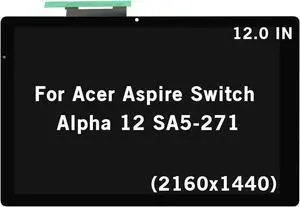 HOYRTDE 12.0" New Screen Replacement for Acer Aspire Switch Alpha 12 SA5-271 SA5-271P N16P3 LCD Display Touch Screen Glass Assembly (2160x1440)