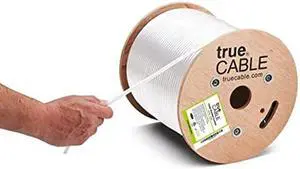 trueCABLE Cat5e Outdoor, Shielded FTP, 500ft, UV Resistant, Aerial CMX Rated, White, 24AWG Solid Bare Copper, 350MHz, PoE++ (4PPoE), ETL Listed, Bulk Ethernet Cable