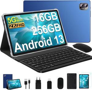 MEBERRY Tablet Android 13 2K Screen Tablet 10.36 Inch, Tablet 16GB RAM + 256GB ROM + TF 1TB / 2000 x 1200 Pixels / 5G WiFi / 8600 mAh / 5MP + 13MP,Tablet with Mouse and Keyboard Blue