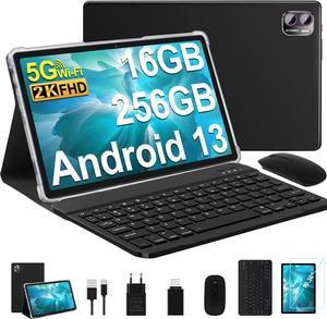 MEBERRY Tablet Android 13 2K Screen Tablet 10.36 Inch, Tablet 16GB RAM + 256GB ROM + TF 1TB / 2000 x 1200 Pixels / 5G WiFi / 8600 mAh / 5MP + 13MP,Tablet with Mouse and Keyboard Black