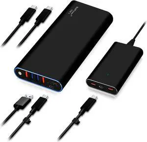 BatPower 148Wh High Power Delivery USB C Laptop Portable Charger Compatible with HP Spectre X360 Dell XPS Razer Blade Stealth Notebook USB-C Power B External Battery & Slim 120W PD USB-C Adapter