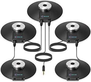 ECS WordForum 3.5mm TRS 360deg Omnidirectional Stereo Conference Microphone for PC - with Daisy Chain Option, Condenser Mic for Teleconferencing - 5 Pack