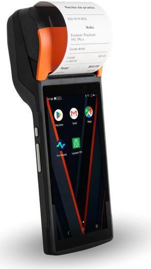 Multzo POS PDA Receipt Printer 58mm High Speed Thermal Printer with Android 12, 5.45'' Touch Screen. Handheld Mobil SUNMI Point of Sale Tablet. Scan 1D/2D barcodes. (Black + Orange)