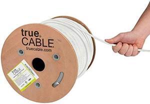 trueCABLE Cat6 Direct Burial, Shielded FTP, 500ft, Waterproof, Outdoor Rated CMX, White, 23AWG Solid Bare Copper, 550MHz, PoE++ (4PPoE), ETL Listed, Bulk Ethernet Cable
