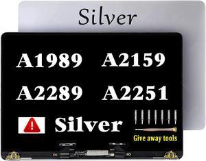 GBOLE Screen Replacement for MacBook Pro Retina A1989 A2159 A2289 A2251 EMC 3214 3358 3301 3456 3348 Mid 2018 2019 LCD Screen Assembly (Silver)