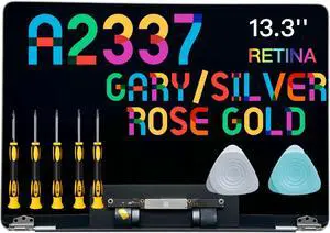 SEVEN PUPPY Replacement for Air 13" M1 2020 A2337 EMC 3598 MGN63 MGN93 MGND3 MGN73 MGNA3 MGNE3 13.3 inches 2560x1600 Full LCD Screen Complete Top Assembly (Silver)