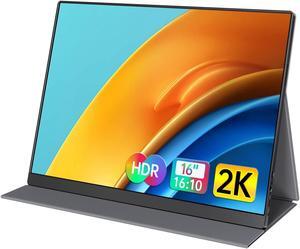 ForHelp 2k Portable Monitor 16inch 2560X1600 USB C Laptop Monitor HDMI Computer Display HDR IPS Gaming Screen w/Smart Cover & Dual Speakers, Travel Monitor for PC Mac Phone Xbox PS5 Switch Laptop