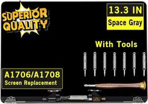 GBOLE Screen Replacement for MacBook Pro A1706 A1708 Late 2016 Mid 2017 EMC 3071 3163 2978 3164 Retina LCD Display Screen Full Assembly Complete Top Assembly 13.3" 2560x1600 (Space Gray)