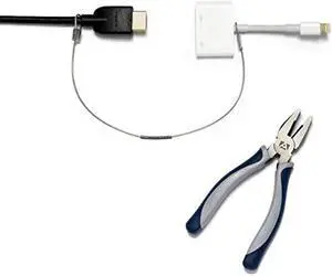 TetherTies Patented Pre-Assembled Adapter Ties - Anti-Theft Cable Locks for Tools, Dongles, Tethers, Computer adapters. Steel Cable, Security Lock, Easy Installation with Free Crimping Tool