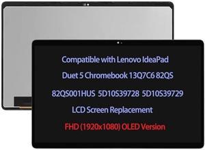 ARUISIFX 133 LCD Screen Replacement Compatible with Lenovo IdeaPad Duet 5 Chromebook 13Q7C6 82QS 82QS001HUS 5D10S39728 5D10S39729 FHD OLED IPS LCD Display Touch Screen Digitizer Assembly