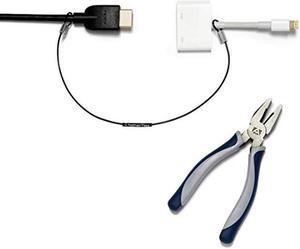 TetherTies Patented Pre-Assembled Adapter Ties - Anti-Theft Cable Locks for Tools, Dongles, Tethers, Computer adapters. Steel Cable, Security Lock, Easy Installation with Free Crimping Tool