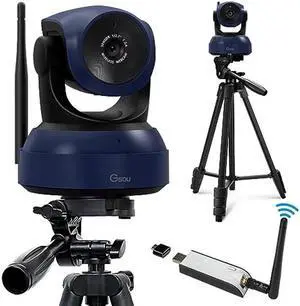 Gsou Wireless Webcam,1080P HD Video Calling and Streaming Camera,Plug and Play,Adjustable Field of Angle Computer Camera for PC/Mac/Laptop/MacBook,Works with Zoom,Meets,Skype,Teams(with Tripod Stand)