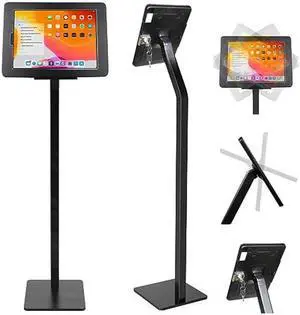 CarrieCathy Anti-Theft Security Kiosk POS Stand Holder Enclosure with Lock & Keys for Tablets 11-inch, Compatible with iPad 11", Flip & 360deg Swivel