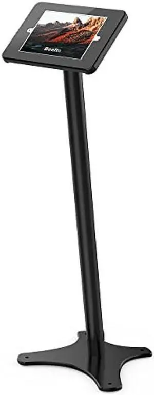 Beelta Tablet Floor Stand Kiosk - 360 Swivel for 10.2 iPad 8th,Anti-Theft,Key Lock,Metal,Black,BSF301TB