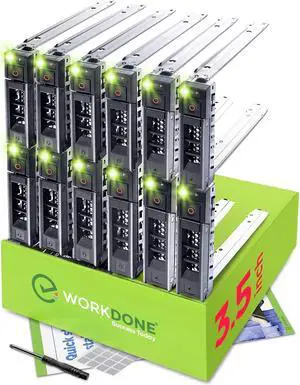 WORKDONE 12-Pack - 3.5" Hard Drive Caddy - Compatible for Dell PowerEdge Selected 14-15th Gen. Servers - with Detailed Setup Manual - Front Sticker Labels - Screwdriver - Strong Tray Screws
