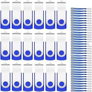 100Pack of 16GB Bulk Flash Drives EASTBULL Flash Drives Pack USB 2.0 Thumb Drives Bulk Swivel USB Drives Bulk with Strings (16GB-Blue)