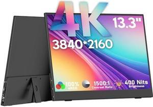 OUNSHLI 4K Portable Monitor, 13.3" 3840 * 2160 IPS Portable Monitor for Laptop, Slim Lightweight HDR Travel Monitor USB-C HDMI Portable Gaming Monitor w/Smart Cover for Laptop PS5/4 Xbox Switch