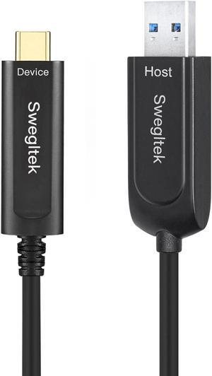 swegltek Fiber Optical USB 3.1 A Male to C Male 10Gbps 40M Compatible with  Industrial Camera,Machine Vision,Medical Security, Broad Casting ,Printer,Scanner, Touch Screen,Camera, Game Controller