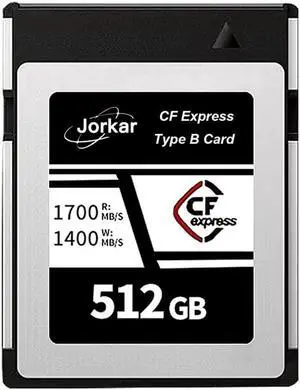 Jorkar 512GB CFexpress Type B Memory Card, High-Speed Up to 1700MB/s, RAW 8K 4K Photo & Video, for Cameras Camcorders Nikon Z6/Z7/Z8/D6, Canon EOS-1DXMark III/EOS-R5, Panasonic S1/S1R, DJI Ronin 4D
