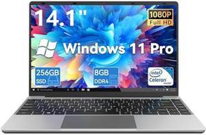 ANTEMPER 14.1 Inch Laptop, Windows 11 Laptop Computer, 256GB SSD 8GB RAM, Intel Celeron N4020C, Full HD 1920x1080 Laptops, Mini HDMI, USB3.0, Webcam, TF Card, Type-c, 5000mAh Battery, Gray