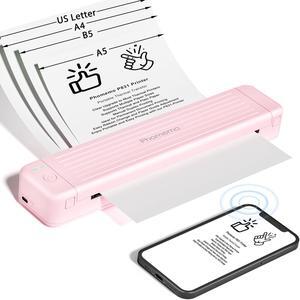 Phomemo P831 Portable Printer for Travel, Pink Bluetooth Wireless Thermal Transfer Printer for 8.5 x 11 US Letter & A4 Copy Paper, Inkless Small Printers for Mobile, Laptop, Office