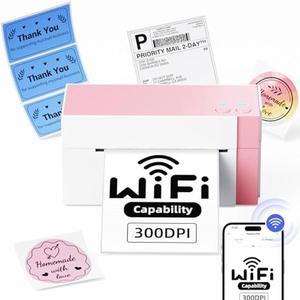 Omezizy WiFi Shipping Label Printer 4x6, 300DPI Wireless Label Printer for Small Business, WiFi Thermal Label Printer for Shipping Packages, Compatible with USPS, Shopify,