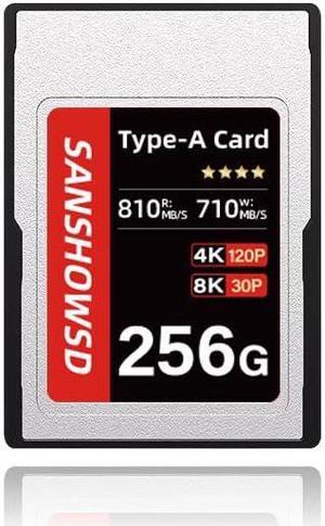 SANSHOWSD 256GB CFexpress Type A Memory Card (PRO), Up to 810MB/s Read & 710MB/s Write for 4K 8K Recording RAW Video& Photo, Compatible with Sony Alpha&FX Cameras,Supports PCle 3.0