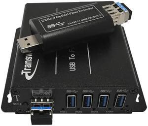 Transwan USB 3.0 Hub Fiber Optic Extender to Max 250 Meters with 10 Gbps SFP Module, USB 3.0 Splitter 1 to 4 Ports Over 2 Fibers, Supports 5 Gbps Super-Speed, Supports Kinect Devices & HD Camera etc