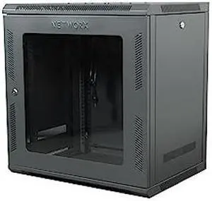 Networx 12U Wall Mount Server Cabinet - 18 Inch Depth, Acrylic Door, Flat Packed