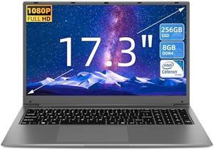 SGIN Laptop 17 Inch 8GB RAM 256GB SSD Laptop Computer with IPS FHD 1080p Display Intel Celeron Quad Core J4105 Notebook 24G5GHz WiFi Bluetooth42 TypeC USB32  2 608Wh Battery