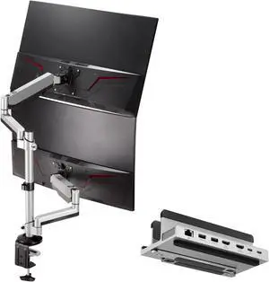 AVLT Dual Stacked Monitor Arm and AceProAV Laptop Dock