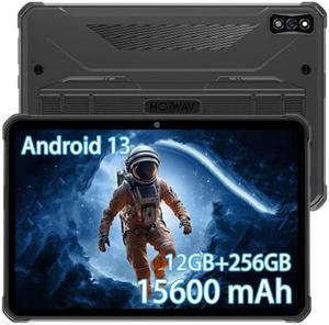 HOTWAV R7 Rugged Tablet Android 13, 15600mAh 10.1 Inch HD+ 12(6+6Virtual) GB+256GB/(2TB TF) Waterproof Tablet PC, 16MP Octa-Core IP68&IP69K/Dual SIM 4G/5G WiFi/Face ID/GPS/OTG/Widevine L1 (Gray)