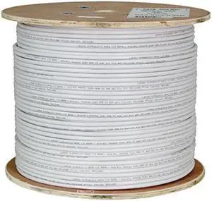 Vertical Cable Cat6A 10G, Shielded, 23AWG, Solid Bare Copper, PVC, 1000ft, Bulk Ethernet Cable, White