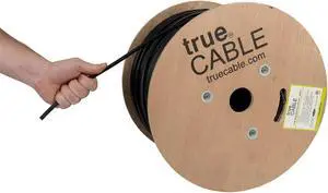 TRUE CABLE Cat6 Direct Burial Outdoor Bulk Ethernet Cable, Shielded F/UTP, 1000ft, Black, 23AWG Solid Bare Copper, Heavy Duty Outdoor, Waterproof, UV, 550MHz, PoE++ 100W (4PPoE), ETL Listed