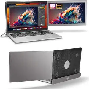 JoyReal Portable Monitor for Laptop Mac USB Dual Screen Extender 12'' FHD 1080P Second Travel Display for 13.3'' MacBook Pro Air