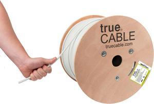 trueCABLE Cat6 Shielded Riser (CMR), 1000ft, White, 23AWG Solid Bare Copper, 550MHz, PoE++ (4PPoE), ETL Listed, Overall Foil Shield (F/UTP), Bulk Ethernet Cable