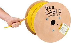 trueCABLE Cat6A Riser (CMR), 1000ft, Yellow, 23AWG 4 Pair Solid Bare Copper, 750MHz, PoE++ (4PPoE), ETL Listed, Unshielded Twisted Pair (UTP), Bulk Ethernet Cable