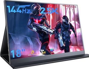 2.5K Portable Gaming Monitor, 18" 144Hz IPS Portable Laptop Monitor, Second Screen Dual USB C HDMI Computer Gaming Display with Speakers & Smart Cover, Travel Monitor for PC Phone PS4/5 Xbox Switch