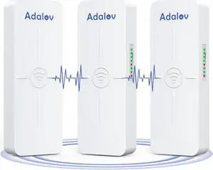 3 Pack Wireless Bridge with 2 1Gbs Ports,Point to 2 Point High Speed WiFi Bridge, AdaLov CPE881 Wireless Bridges,5km Long Range Outdoor CPE with 14dBi High Gain Antenna for Network Extend