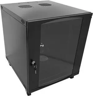15U Rack Wall Mount Network Server Cabinet Rack Enclosure glass Door Lock