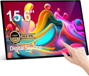AYSTekMann 15.6'' Digital SignageDisplay Indoor Interactive LCD Touch Screen Monitor Commercial Advertising Kiosk Smart Video Media Player Ultra Thin 5G WiFi All in One 4GB+64GB Android 11 Capacitive