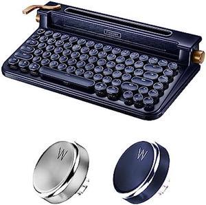 FINEDAY Keyboard 3.0, Blue Switch, Retro Wireless Mechanical Keyboard, Typewriter Designed, Bluetooth 5.0 & USB up to 4 Devices, for Desktop PC/Laptop Mac/Phone (83 Aluminum keycap-Navy)