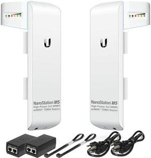 Pre-Configured Bundle of 2 Ubiquiti NanoStation M5 (NSM5) P2P-2 Units Kit 100% Configured as Network Wireless Bridge for Long Distance Wireless Communications, Plug-and-Play. No Configuration Needed.