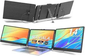siaviala Laptop Screen Extender,14" IPS Triple Monitor for Laptop Extension- FHD 1080P Travel Portable Monitor Screen for 13"-17.3" Laptops HDMI/USB-A/Type-C Plug & Play for Wins/Mac/Chrome/Switch